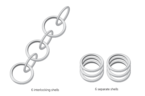 Gruppierte Modelle aus Polyamid und Alumide